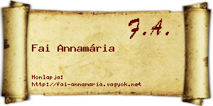 Fai Annamária névjegykártya